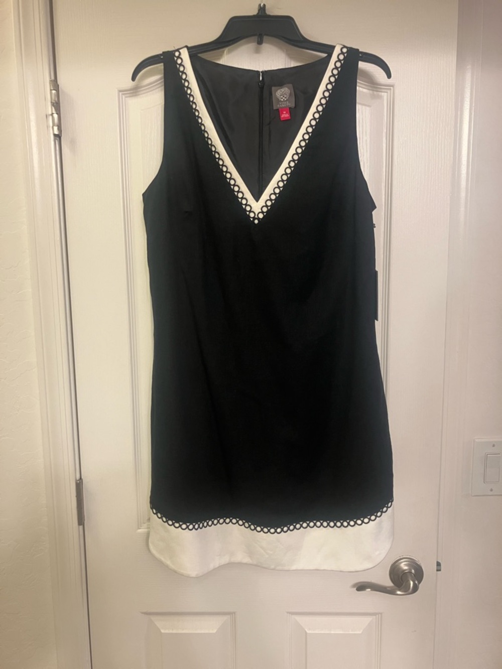 Vince Camuto Black Linen Dress with White Trim